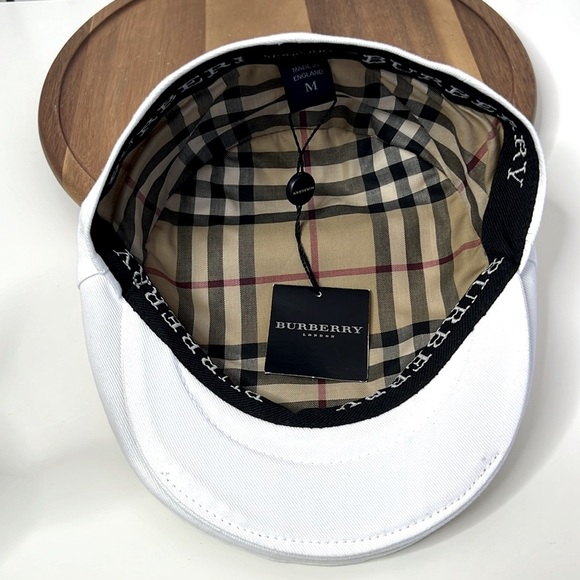 BURBERRY London l White Nova Check Newsboy Golfer Herringbone Hat New! - Picture 1 of 12